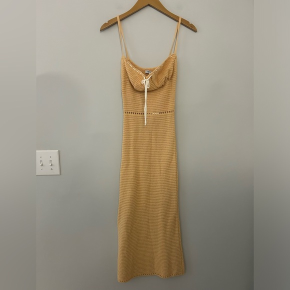 NWT Zara Peach Crochet Knit Midi Dress 3991/039/711 - Picture 2 of 6